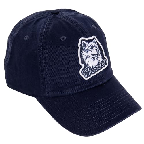 Desert Cactus University of Connecticut UConn Baseball Hat Huskies Brimmed Embroidered Hats Cap Adjustable Cloth Strap Adult (Style K1 Vintage) Blue