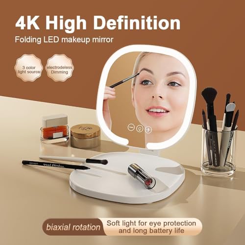 Espejo de maquillaje recargable LED portátil rectangular miniatura 3