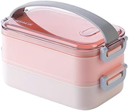 bento lunch box for adults Lunch Box 2-tier Bento Boxes with Compartments Leakproof Bento Box With Tableware Food Container Box (Color : Red) ()
