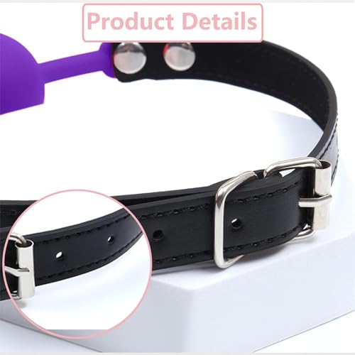 Image of Leather Restraints Ball Mouth Plug Silicone Bondage Ball Gag for Sex, BDSM Restraints Toys Sex Gag Muzzles(Pueple2)