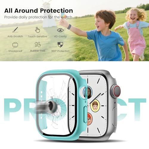 sylacor Braided Stretchy Band with Case Compatible with Kids Apple Watch Band (Teal, 38mm) by sylacor - Used condition - Image 4