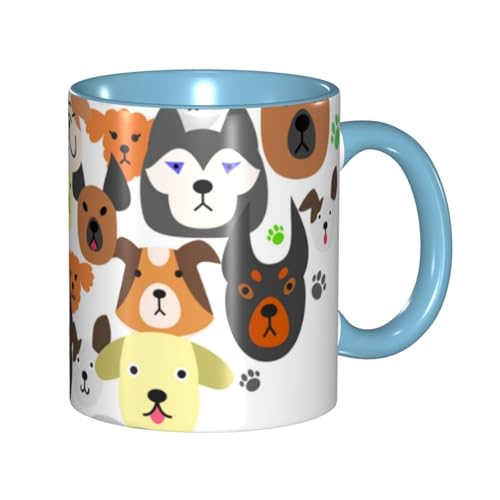 犬のハート型 マグカップ 旅マグ コーヒーカップ Sky Blue セラミック 330ml 陶器 食器 耐熱 水筒 プレゼント