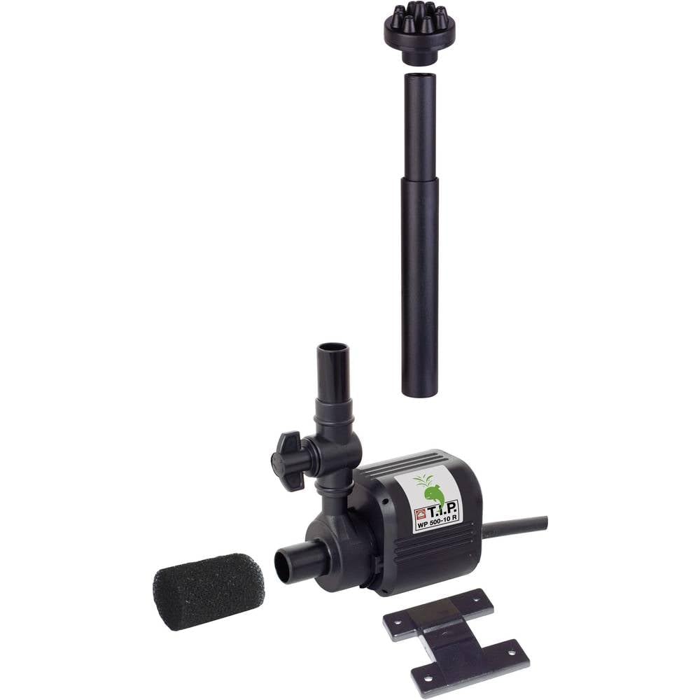 T.I.P. Springbrunnenpumpe - Wasserspielpumpe (500 l/h Fördermenge, 0,8 m Förderhöhe, max. 1 m Eintauchtiefe, 6 Watt, Ansaugfilter, Für den Innen- und Außenbereich, Inkl. Vulkandüse) WP 500-10 R, 30014