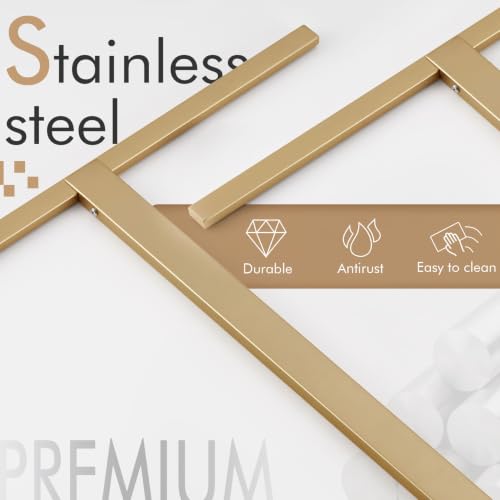 Image of KOKOSIRI Bathroom Towel Rack 2-Tier Free Standing Towel Bars with Marble Base, Stainless Steel Stand Towels Holder, Thicken Steady Design, Champagne Bronze THS0003-CPG