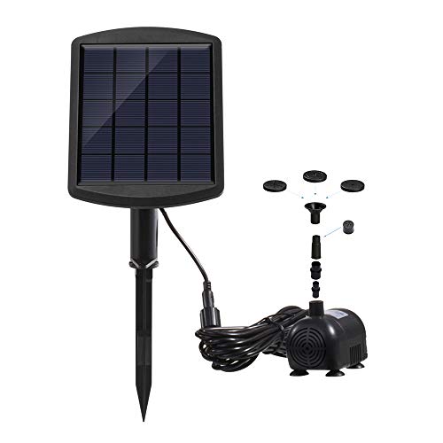 Decdeal Solarpumpen Mini Teichpumpe Springbrunnen Bürstenloser Pumpen Leistungsverbrauch DC 4.5-10V Solarstromverbrauch 9V 1.8W Boden Einlegen und Wandmontage