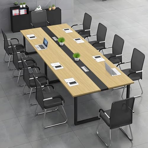 Konferenztisch große– Moderner Besprechungstisch mit Kabelmanagement – Büroarbeitstisch für Seminarraum, Coworking, Besprechungsraum, großer Esstisch - Stuhl Nicht im Lieferumfang enthalten