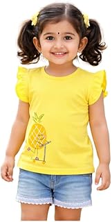 blumbuds Kids Girls Stylish Top Frill Sleeve |100% Cotton Interlock | Soft Breathable | Summer Fashion Casual Wear | Comfo...