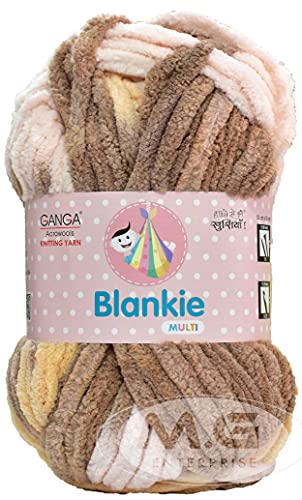 Image of Ganga Knitting Yarn Thick Chunky Wool, Blankie Mustard Mix 500 gm Best Used with Needles, Crochet Needles Wool Yarn for Knitting, with Needle. by Ganga O