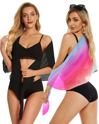 Image of CHICGAL 2 Pieces Women Beach Sarong Bathing Suit Wrap Skirt Sheer Bikini Swimsuit Cover Ups for Swimwear