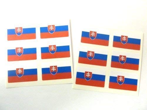 Mini Adesivi Bandiera Slovenia - 12 Etichette Rettangolari 33x20 Mm, Autoadesivi