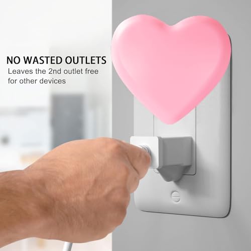 Image of INZU Night Lights Plug into Wall, LED Night Light for Kids, Cute Nightlight with Auto Dusk to Dawn Sensor, LED Nightlight with Soft Warm Light for Bedroom, Nursery, Bathroom, Hallway (Pink)