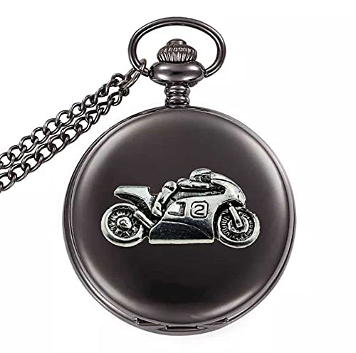 Montre de poche gousset Quartz Sheffield avec étui noir poli Moto, montre homme vintage