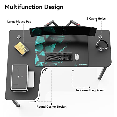 Eureka Ergonomic L Shaped Gaming Desk, 61 Inch Corner Computer Desk, Modern Office Study Writing Desk, Home Gaming Table With Mouse Pad & Cable Management, Sturdy Metal Frame, Easy To Assembly, Left #TOP6