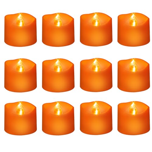 Windshell Battery Operated Orange LED Tea Lights with Auto 6H Timer