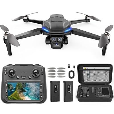 GPS Drone with Camera for Adults - 4K Drone with 4.5” FPV Screen Controller, 60 Min Flight, Brushless Motor Foldable Quadcopter, Auto Return, Follow Me, 3 Speed Modes for Beginners - Gift Under 249g