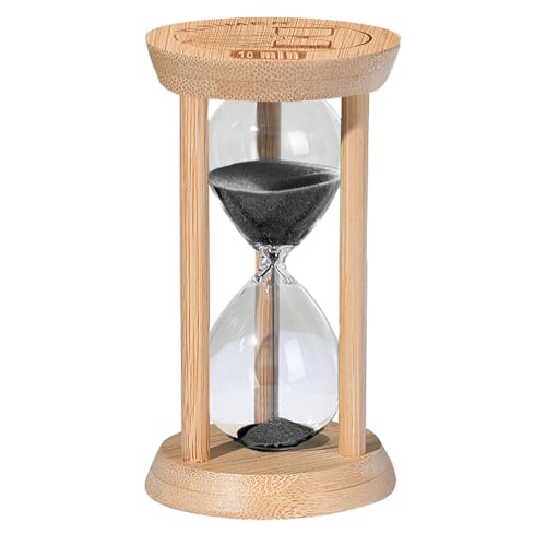 10 Minute Wooden Sand Timers, Bamboo Black Sand Hourglass for