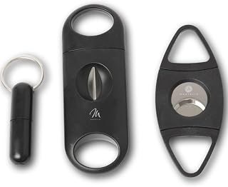 Mantello Cigars 3-Piece Gift Set - Includes Cigar Punch Keychain, Guillotine & V-Cut Cutter - Accessories for Men