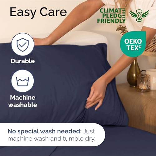 Image of King Size 4 Piece Sheet Set - Ultra Soft & Cooling Sheets - Deep Slate Blue
