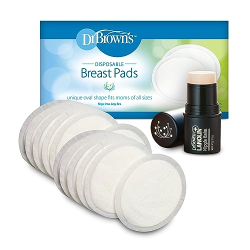 Image of Dr. Brown’s Lanolin + Nipple Balm with Disposable One-Use Absorbent Breast Pads for Breastfeeding and Leaking - 100pk