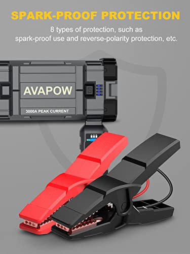 Avapow Car Battery Jump Starter 3000A Peak 23800Mah,Portable Jumpstart Starters For Up To 8L Gas 8L Diesel Engine With Booster Function,12V Lithium Jump Charger Pack Box With Smart Safety Clamp, Ip65 #TOP4