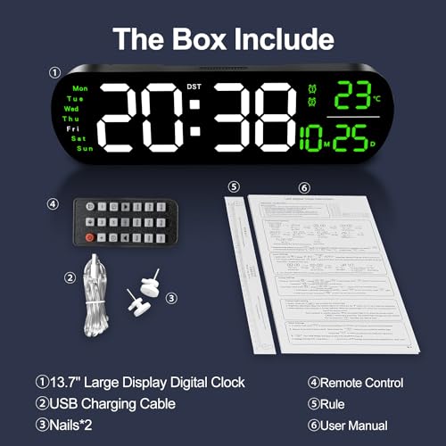 Reloj Digital de Pared con Pantalla LED 13.7 pulg miniatura 5