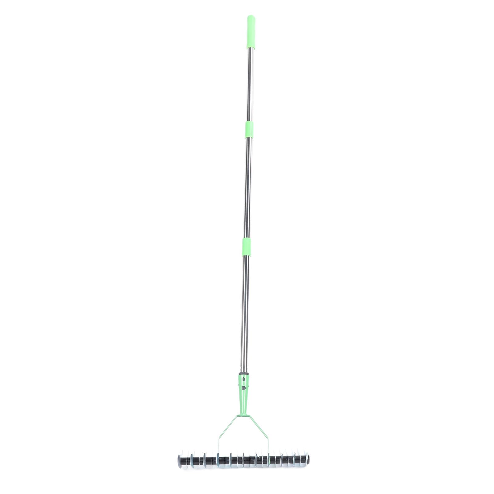 Vertikutierrechen, 134 cm, 3-teilig, Edelstahl, zum Entfernen von abgestorbenem Gras und zur Reinigung von Gartenerde