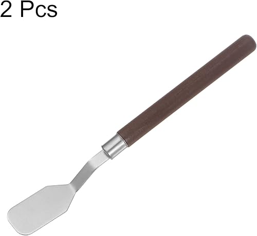 Miniatura 3 de 2pcs Paleta Cuchillos 0.709 in Ancho Acero Inoxidable Espátula Plana Pintura Cuchillo de Paleta con Mango de Madera para Óleo Acrílico Mezcla de