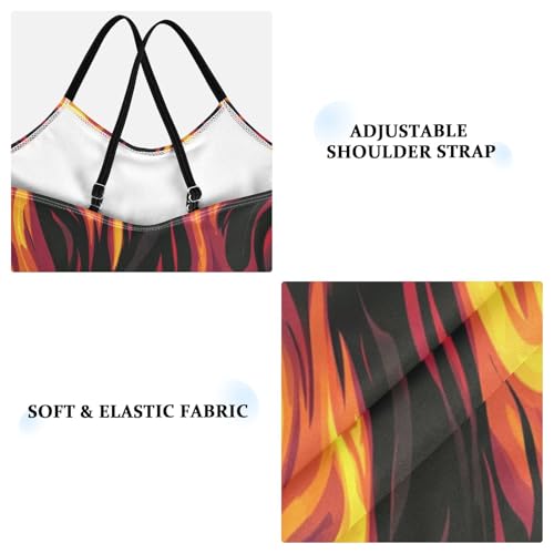 Pigsaly Girls One Piece Swimsuits Fire Flame Pattern Kids Cross Back Swimwear Toddler Beach Sport Bathing Suit 3T3