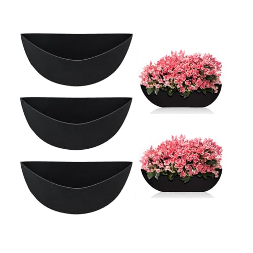 Naisfei 3 Stück 35,6 cm Pflanzkorbeinlagen, Filz, Ersatz-Kokosnuss-Auskleidung für Wandmontage, Pflanzgefäß, Gartenzaun, Blumenkörbe, Topf (schwarz)