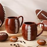 FoldTier 2 Pcs 17oz Football Ceramic Coffee Mugs, 3D Handmade Sports Design Porcelain Cups with Handle, Hand Painted Large Tea Mugs for Coffee Cocoa and Hot Drinks Sport Gift for Men and Women
