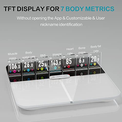 Scales For Body Weight And Fat, Lepulse Body Fat Scale, Smart Wifi Scale, 16 Body Composition Analyzer With Interactive Tft Display, High Accurate Bmi Digital Bathroom Scale, Rechargeable #TOP3