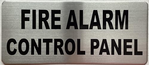FIRE ALARM CONTROL PANEL SIGN - FACP SIGN (BRUS SILVER, Aluminum, SIZE 3.5X8 INCH, DOUBLE SIDED TAPE)