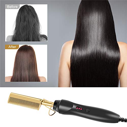 Fantazzy Hot Comb Hair Straightener - Electric Straightening Comb for Wet and Dry Hair
