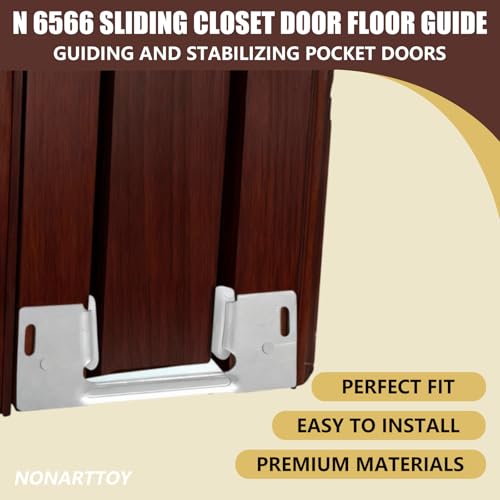 4 unidades de guías inferiores para puertas empotradas N 6566, para puertas de 1-3/8 pulgadas de grosor, hardware para puertas empotradas, guía de piso oculta para puertas correderas de armarios y clósets miniatura 5