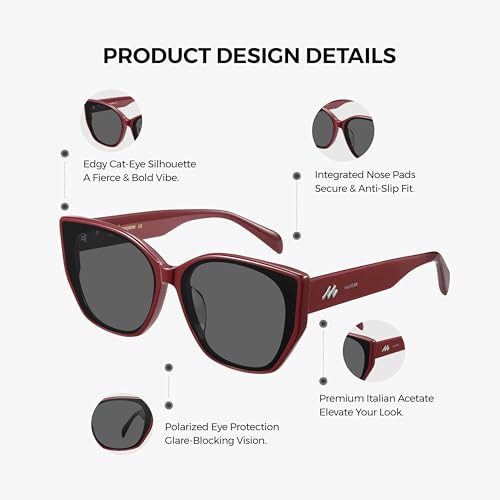 Image of Cat Eye Sunglasses UV400 Trendy Acetate Exclusive Brand of EssilorLuxottica