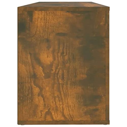 Zapatero de roble ahumado de 100x35x45 cm como banco de madera estable para pasillo 8