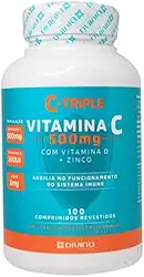 Vitamina C 500 mg + Vitamina D 200 ui + Zinco 5 mg 100 Comprimidos - C-Triple - Imunidade e Antioxidante