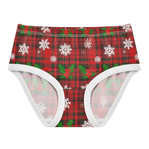Joisal Toddler Girls Underwear 2t Cotton Girl Panties Cute Fun Briefs Underpants Christmas Red Green Tartan Plaid - Main Image