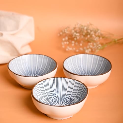 Image of MARKET 99 Ceramic Chutney Bowl Set of 3 (100ml) | Small Katori Bowls for Dips, Sauces, Pickles & Condiments | Mini Serving Bowls for Dining Table | Stylish White Dip Bowls Set