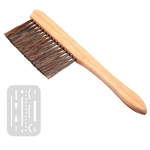 Drafting Brush Soft Horse Hair Bristles Wooden Handle Mini Drafting Brushes with Erasing Shield Architecture and Drawing Cleaning Tools for Students and Professionals