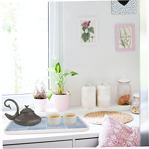 Water Tray 5Pcs Double Layer Tea Tray Vegetable Tray 2 Tier Tray Vegetable Storage Plate Tea Pot Tray Fruit Draining Plate Blue Multipurpose Cup Holder Pp #TOP6