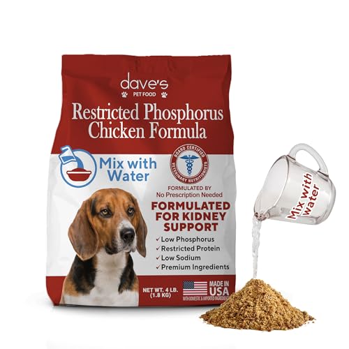 Dave’s Pet Food Kidney Care Dog Food (Chicken Formula Crumble), Non-Prescription, Low Phosphorus, Low Protein , Renal Kidney Support, Vet Formulated, 4 lb