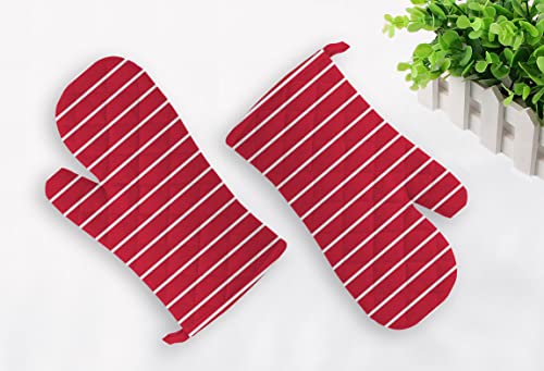 Image of Oasis Home Cotton Shell with Inner Polyester Printed Glove Set - Print Red Stripe(Pack of 2)
