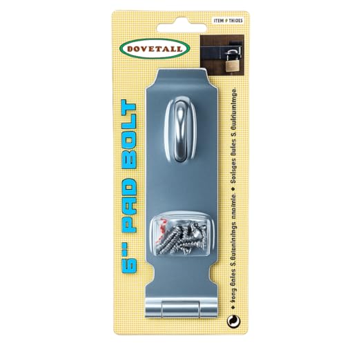 Image of DOVETAIL 6 inch (15.24 cm) Galvanized Pad Bolt Hasp | Easy Installation with Included Screws | Suitable for Gates & Cabinets | Rust-Resistant | Versatile Security Solution