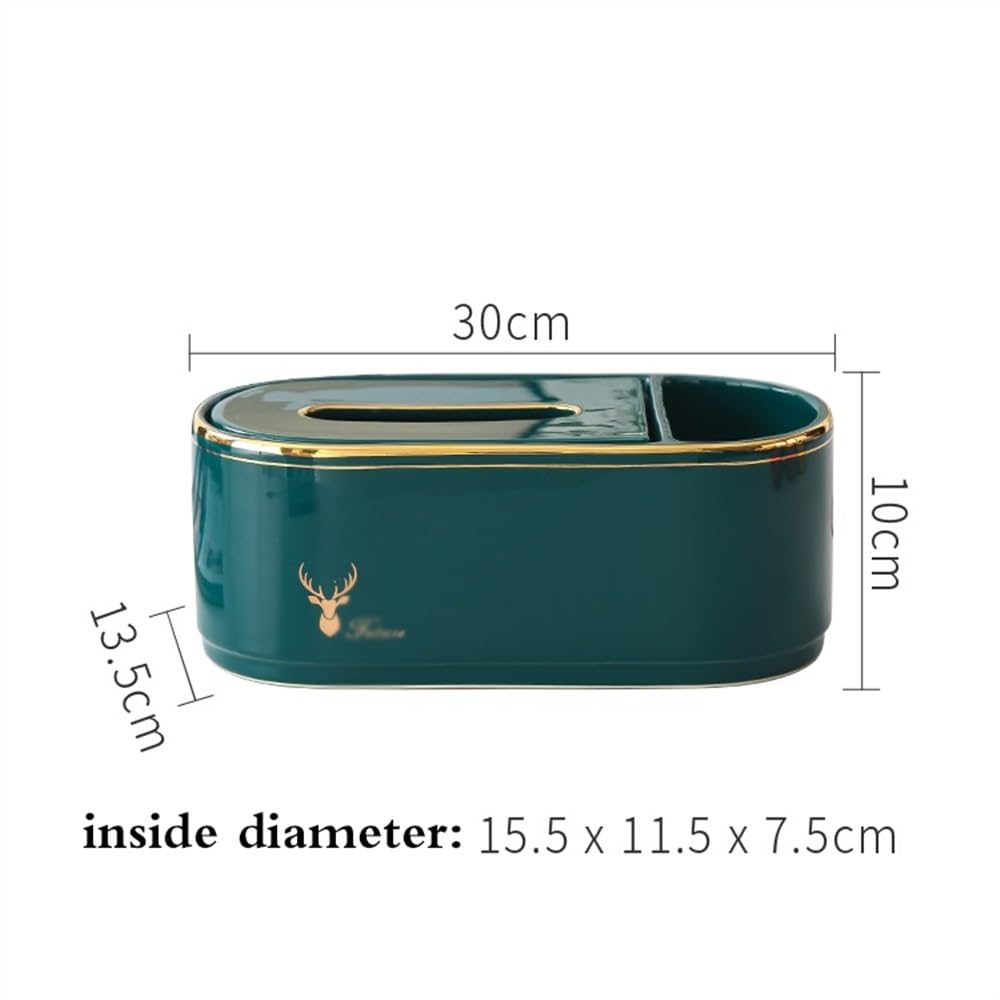 Porte-mouchoirs Boîte à mouchoirs en céramique avec Organiseur de Poche latéral Multifonction for télécommande, cosmétiques, Stylo, Crayon – Rangement for Table Décor de boîte faciale