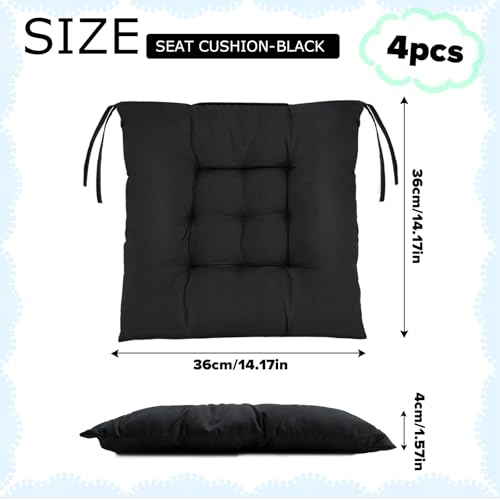 Cojines para silla de diseño elegante y alta comodidad pack de 4 unidades exteriores negros 3