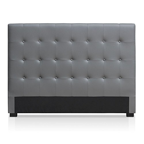 Menzzo Tête de lit Luxor 160 cm en Tissu Gris capitonné – Design Moderne élégant – Tête de lit rembourrée pour lit Double – L160 x P8 x H120 cm