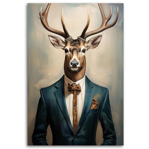 Wall Art Cerf Vintage Feeby : Tableau Mural Premium Impression Canvas
