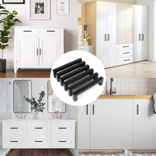 Baoweihua Möbelgriffe, Schrankgriffe 64mm Edelstahl Küchengriffe Küchenschränke Schubladengriffe Türgriffe Schwarze 6 Stück für Küchen, Schrank, Schubladen, Möbel