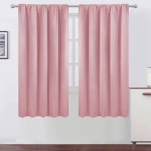 LEMOMO Pink Blackout Curtains/52 x 63 Inch/Set of 2 Panels Room Darkening Curtains for Bedroom